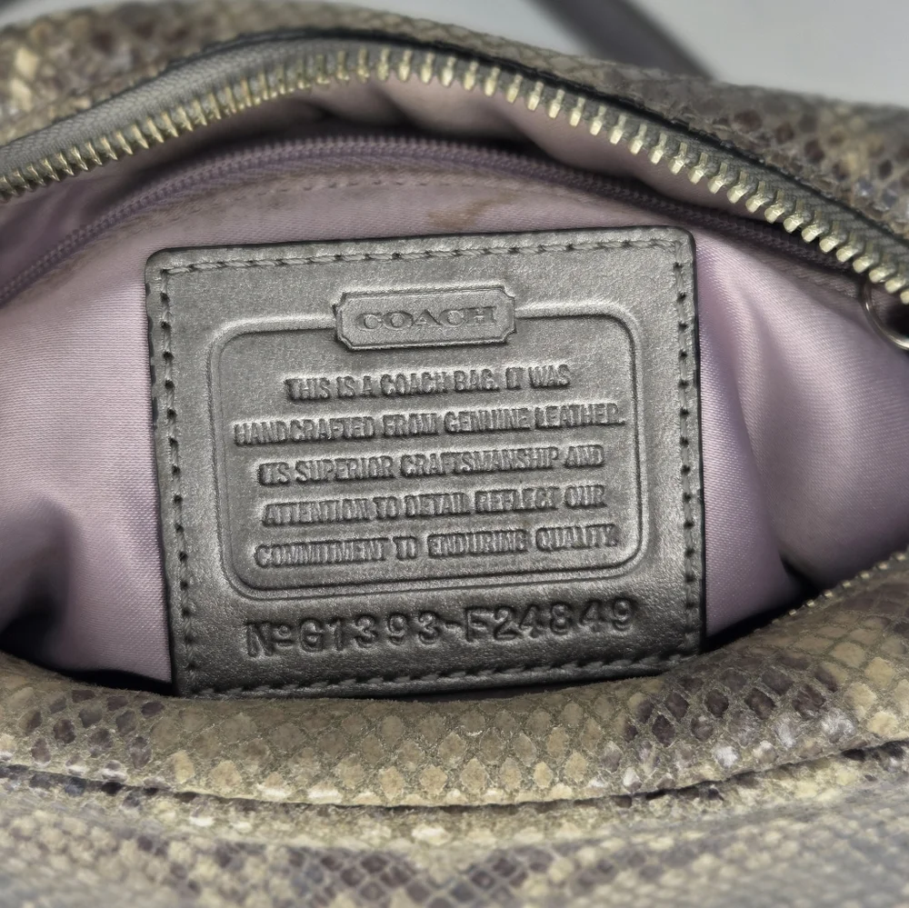 Coach Campbell SilverGray Python Exotic Snakeskin Camera Bag‎